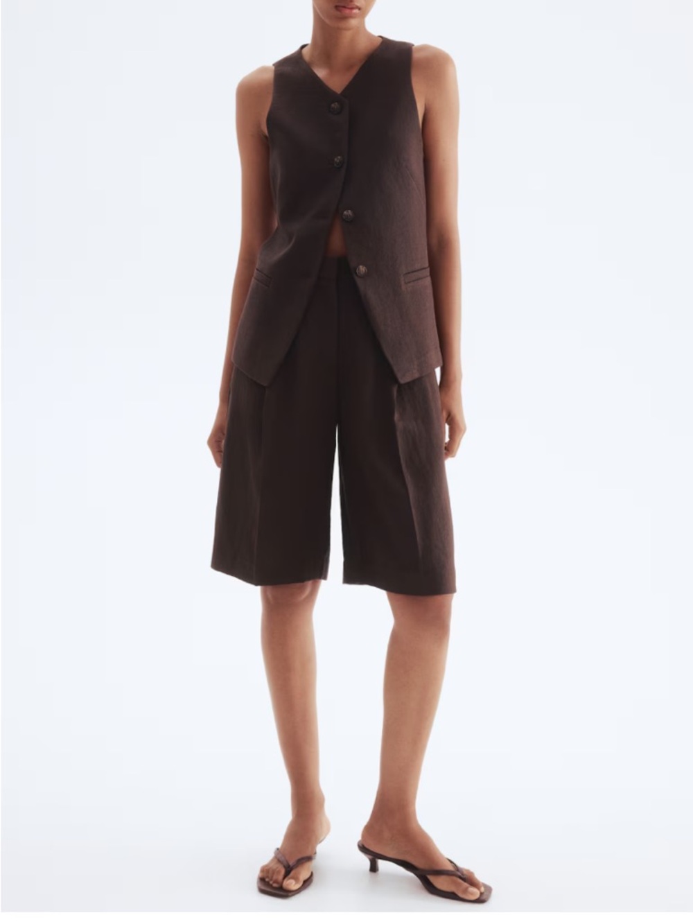 Dark Brown Button-Front Vest - Picture 5 of 7